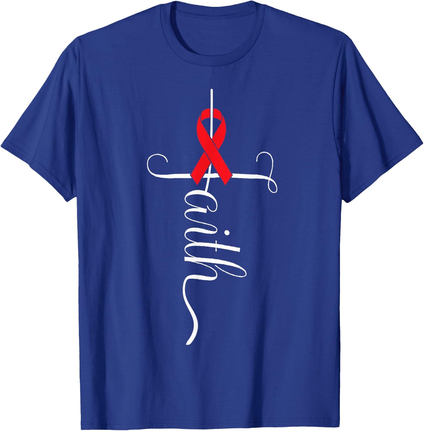 Stroke Survivor Stroke Awareness Red Ribbon T-Shirt - T-Shirt | Royal