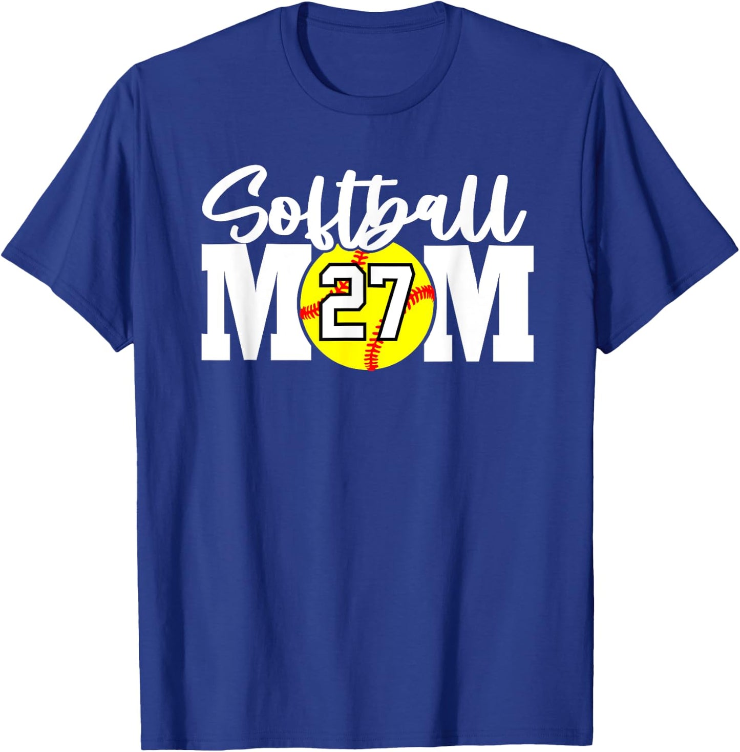 Softball Mom Number #27 T-Shirt - T-Shirt | Royal