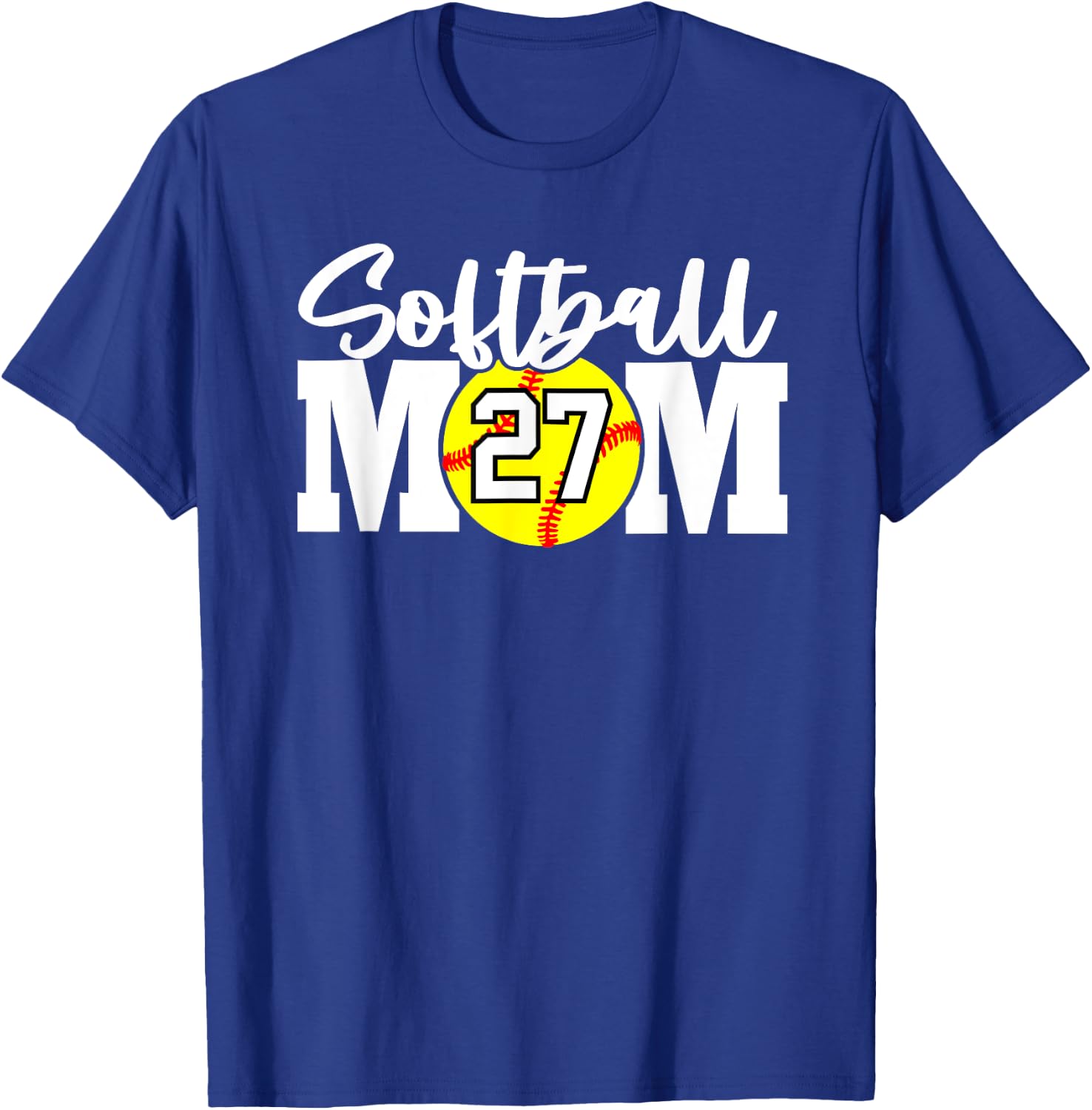 Softball Mom Number #27 T-Shirt - T-Shirt | Royal