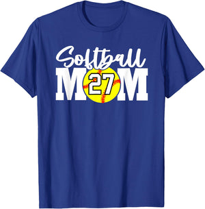 Softball Mom Number #27 T-Shirt - T-Shirt | Royal