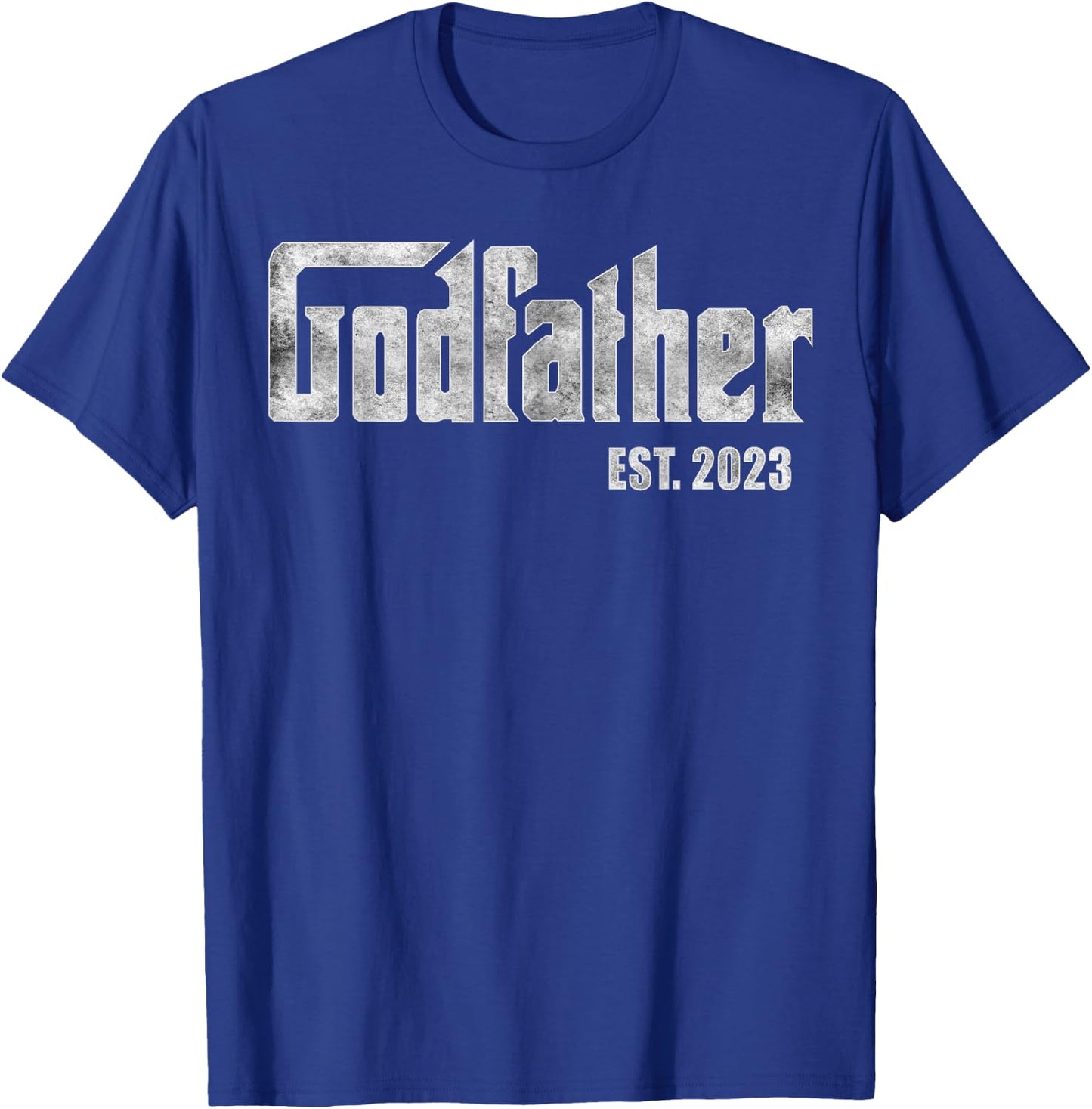 Retro Fathers Day, God-father Est 2023, God Dad Announcement T-Shirt - T-Shirt | Royal