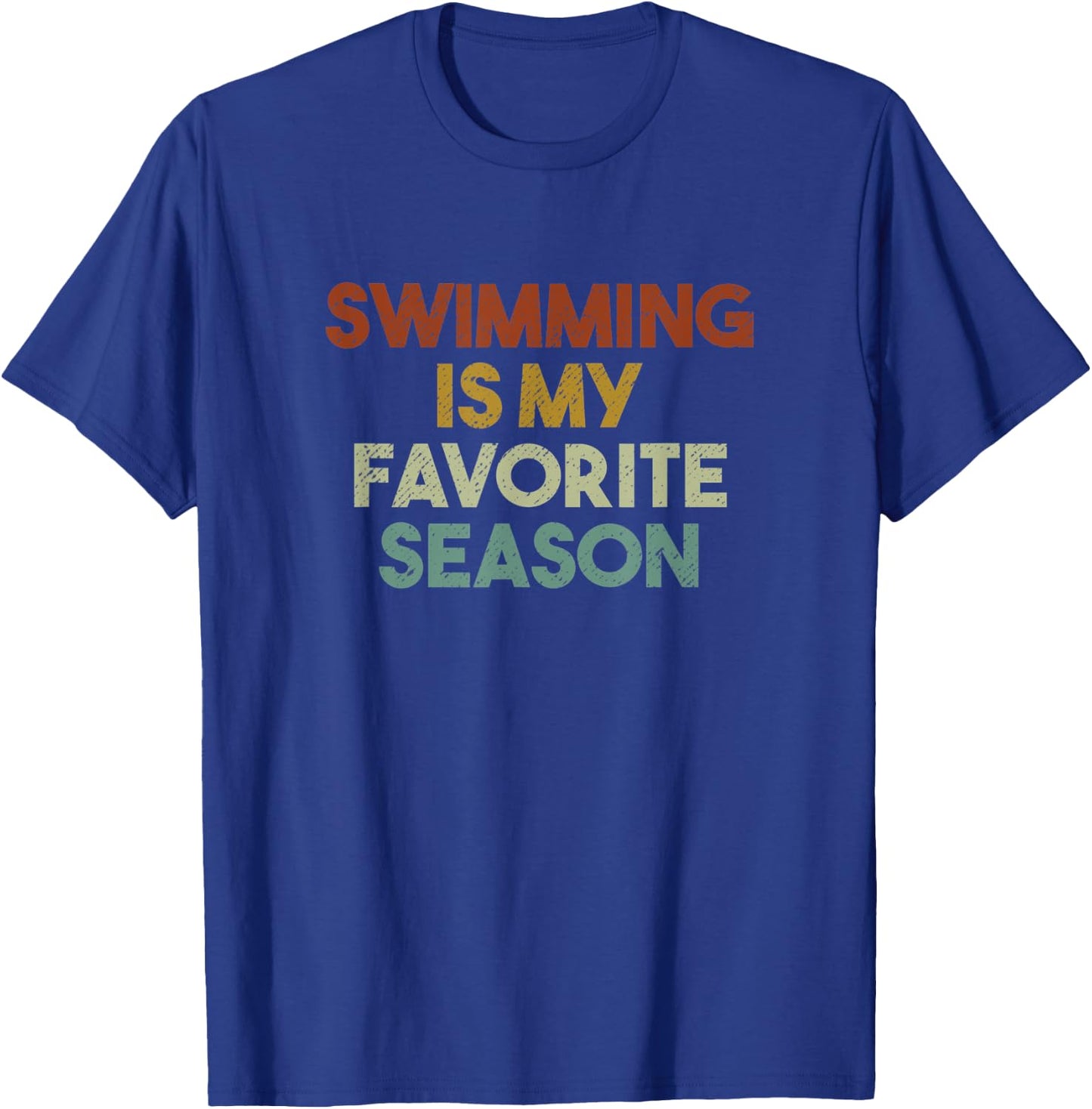 Swimming Is My Favorite Season Vintage Retro T-Shirt - T-Shirt | Royal