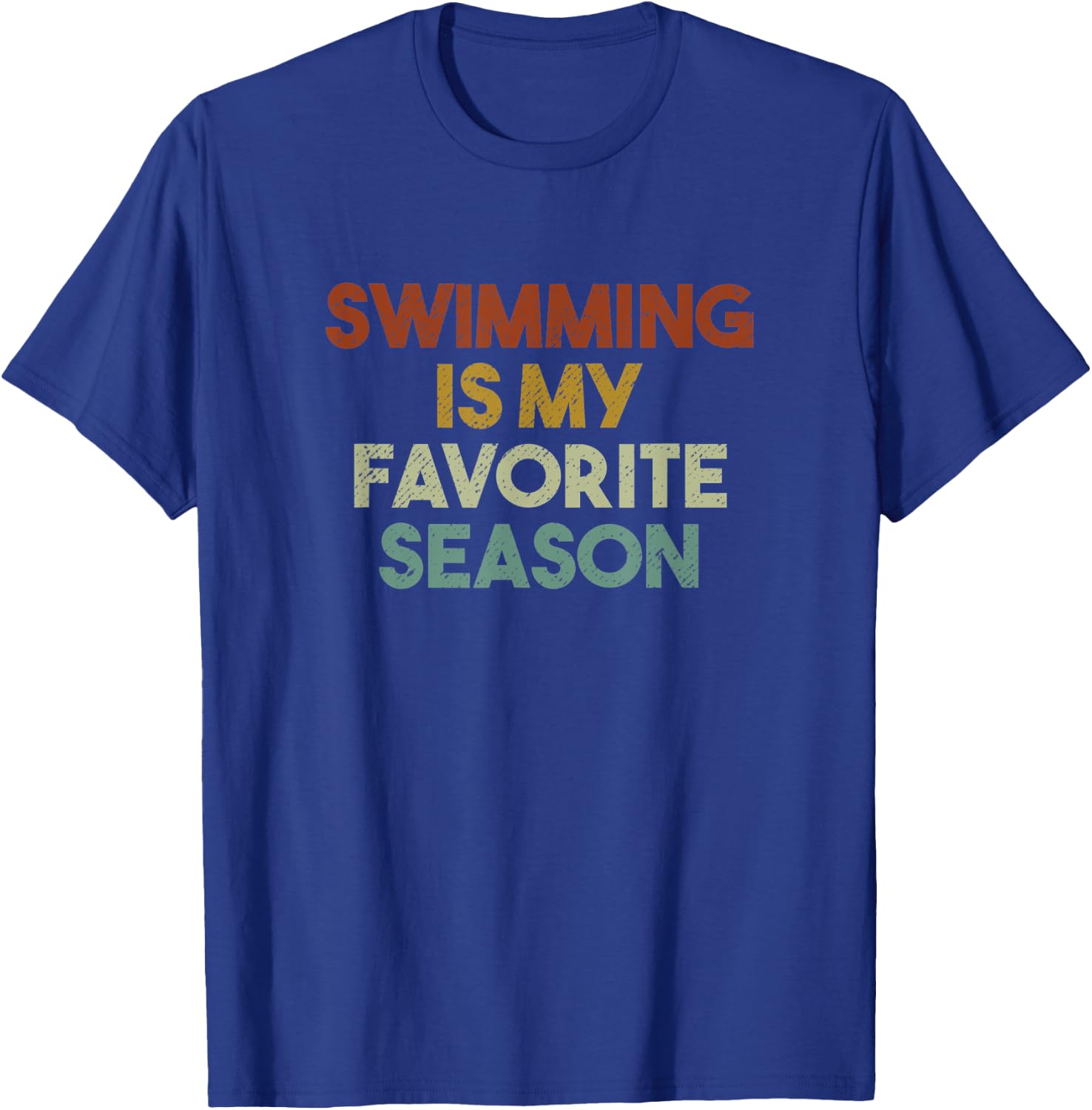 Swimming Is My Favorite Season Vintage Retro T-Shirt - T-Shirt | Royal