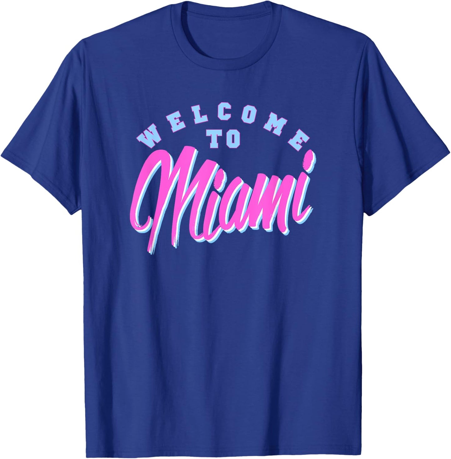 Vintage Welcome To Miami Beach Florida Souvenir Palm Trees- Men Women Girls Kids T-Shirt - T-Shirt | Royal