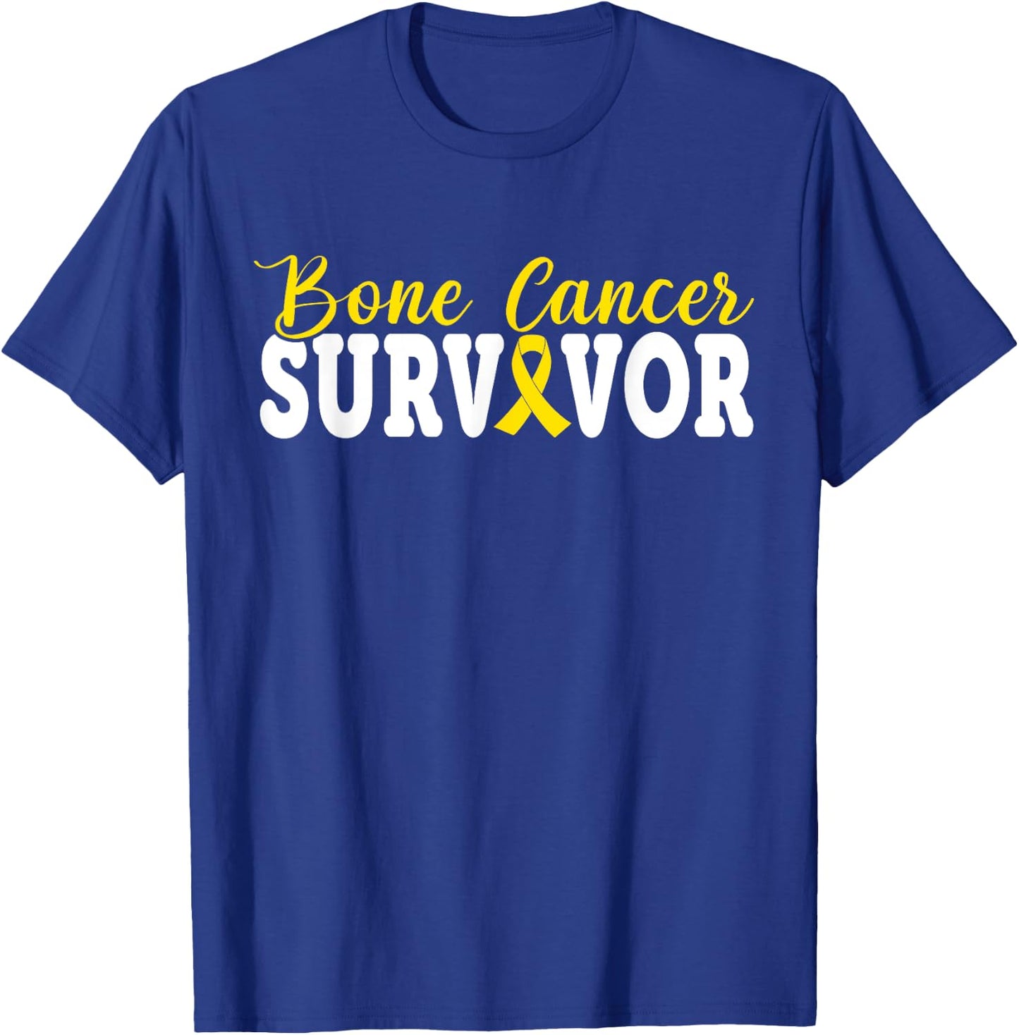 Bone Cancer Survivor Yellow Rebbon Sarcoma Cancer Awareness T-Shirt - T-Shirt | Royal