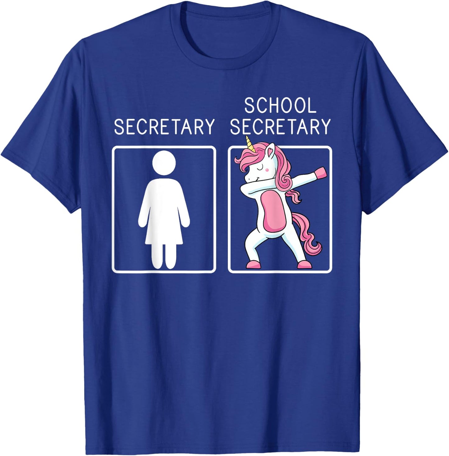 School Secretary Unicorn Dabbing Administrative Assistants T-Shirt - T-Shirt | Royal
