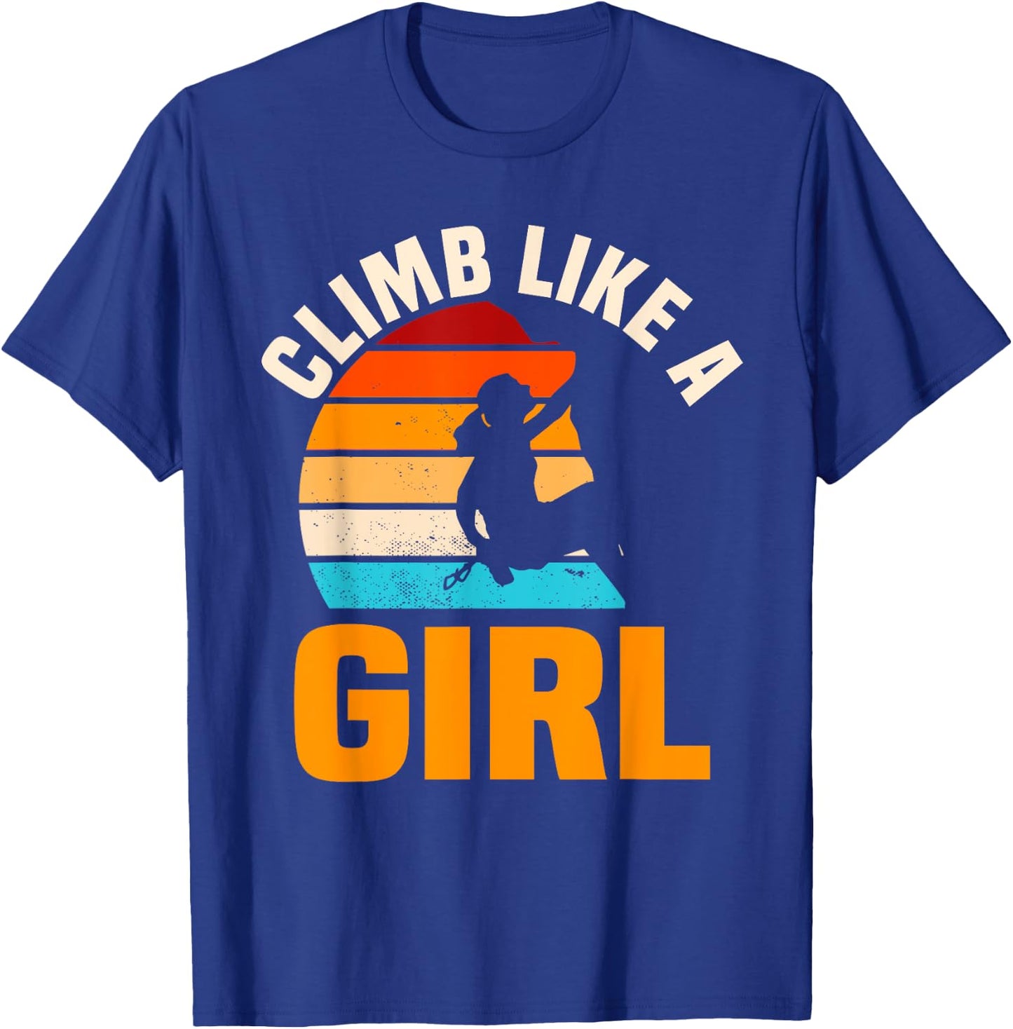 Bouldering Girls Retro Vintage Climber Boulderer Climbing T-Shirt - T-Shirt | Royal
