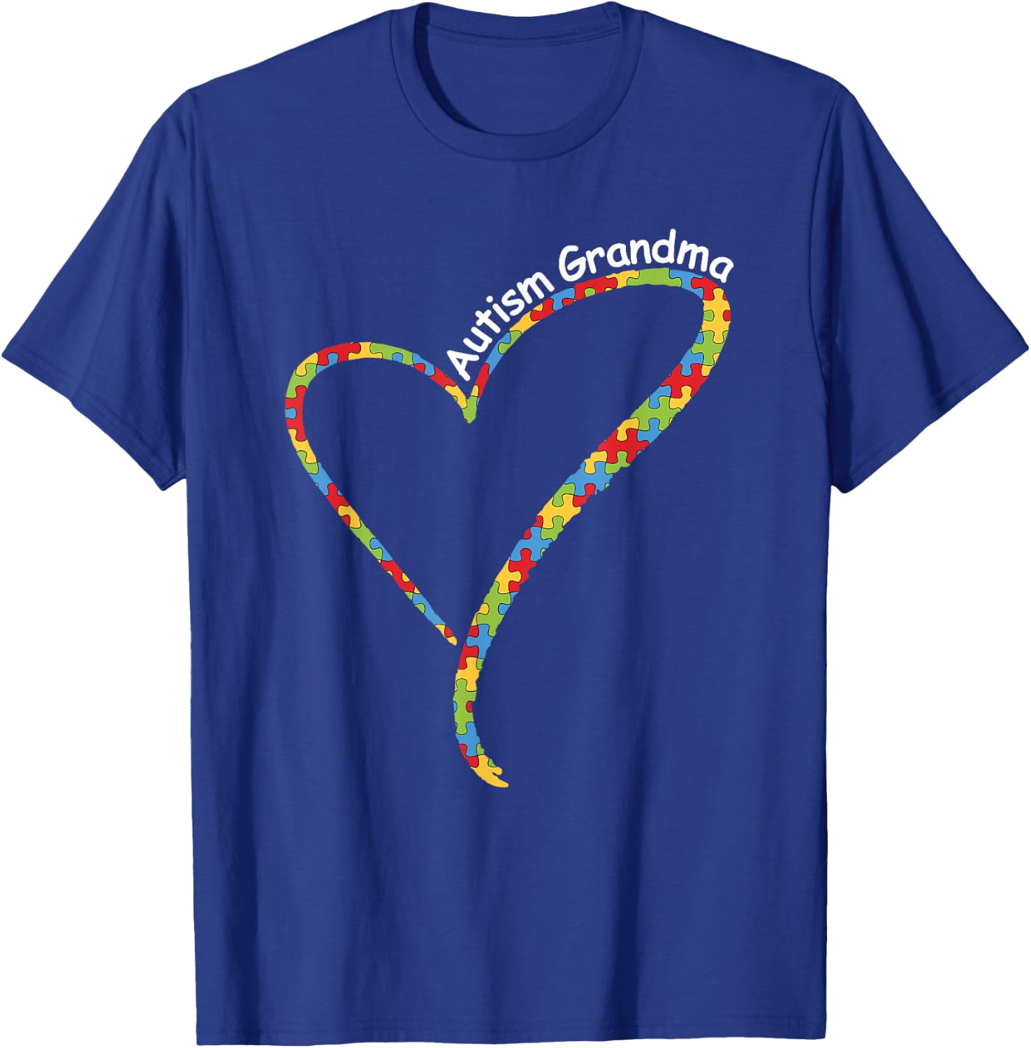 Autism Grandma Autism Awareness Puzzle Piece Heart T-Shirt - T-Shirt | Royal