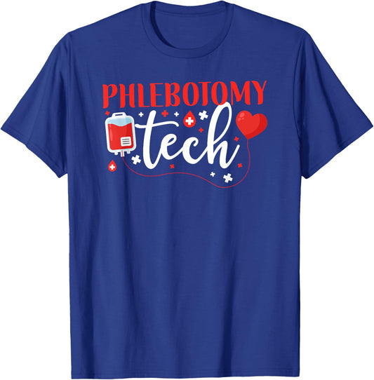 Funny Phlebotomy Lab HD0 Black Phlebotomist Tech T-Shirt - T-Shirt | Royal
