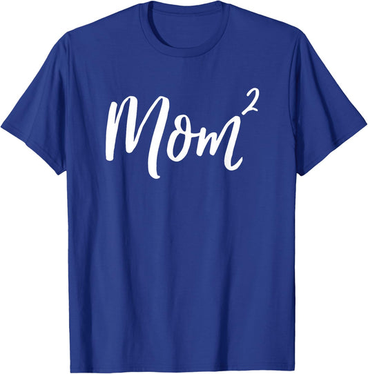 Mom Times Two Vintage Funny Squared Mother 2 Kids Women Gift T-Shirt - T-Shirt | Royal