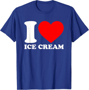 I Love Food Shirts I Heart Food Shirts By DaT -Adults Black Cotton 65% Polyester 35% Ice Cream T-Shirt - T-Shirt | Royal