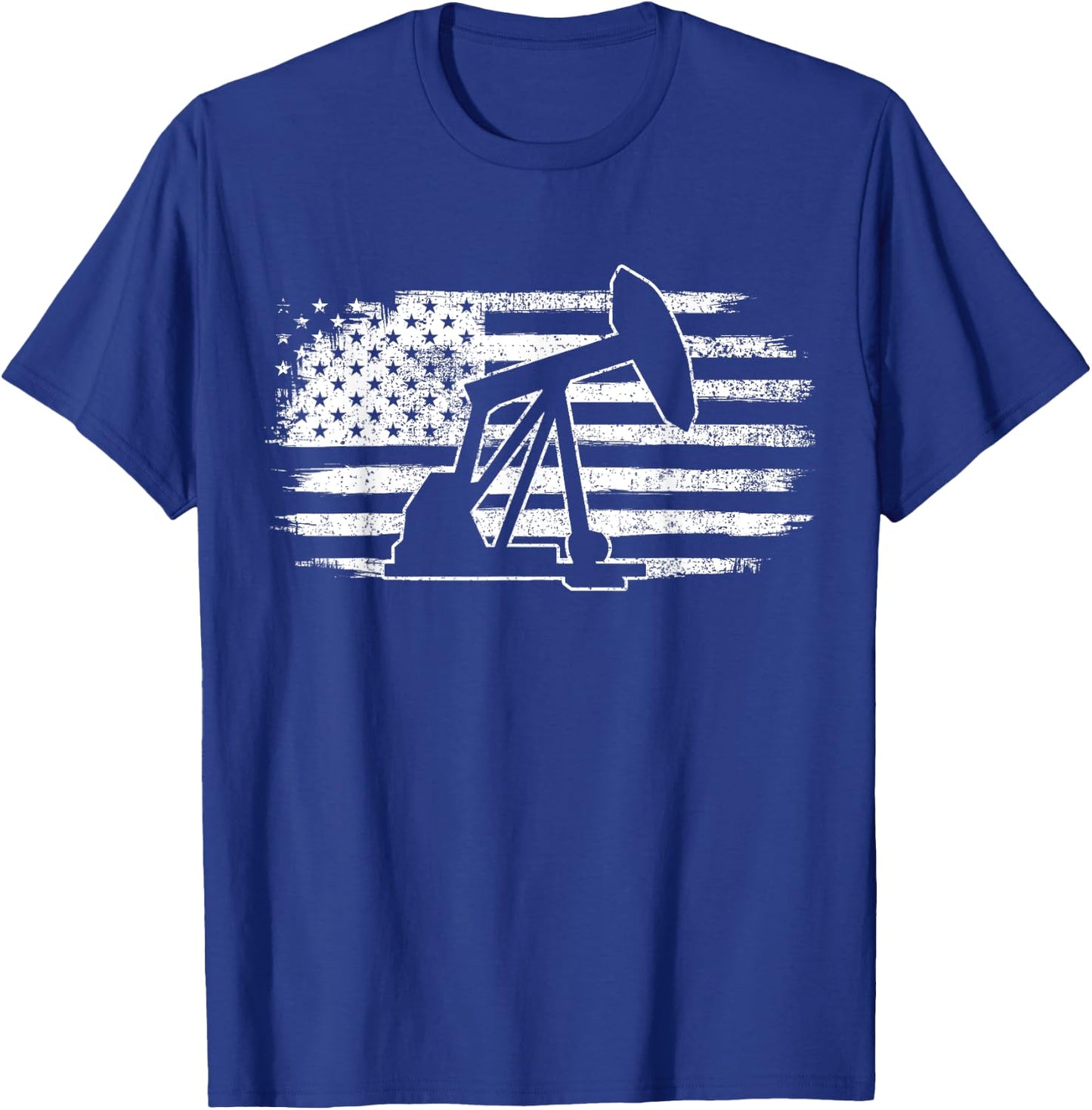 Oil Rig American Flag Pump Jack Oilfield Worker T-Shirt - T-Shirt | Royal