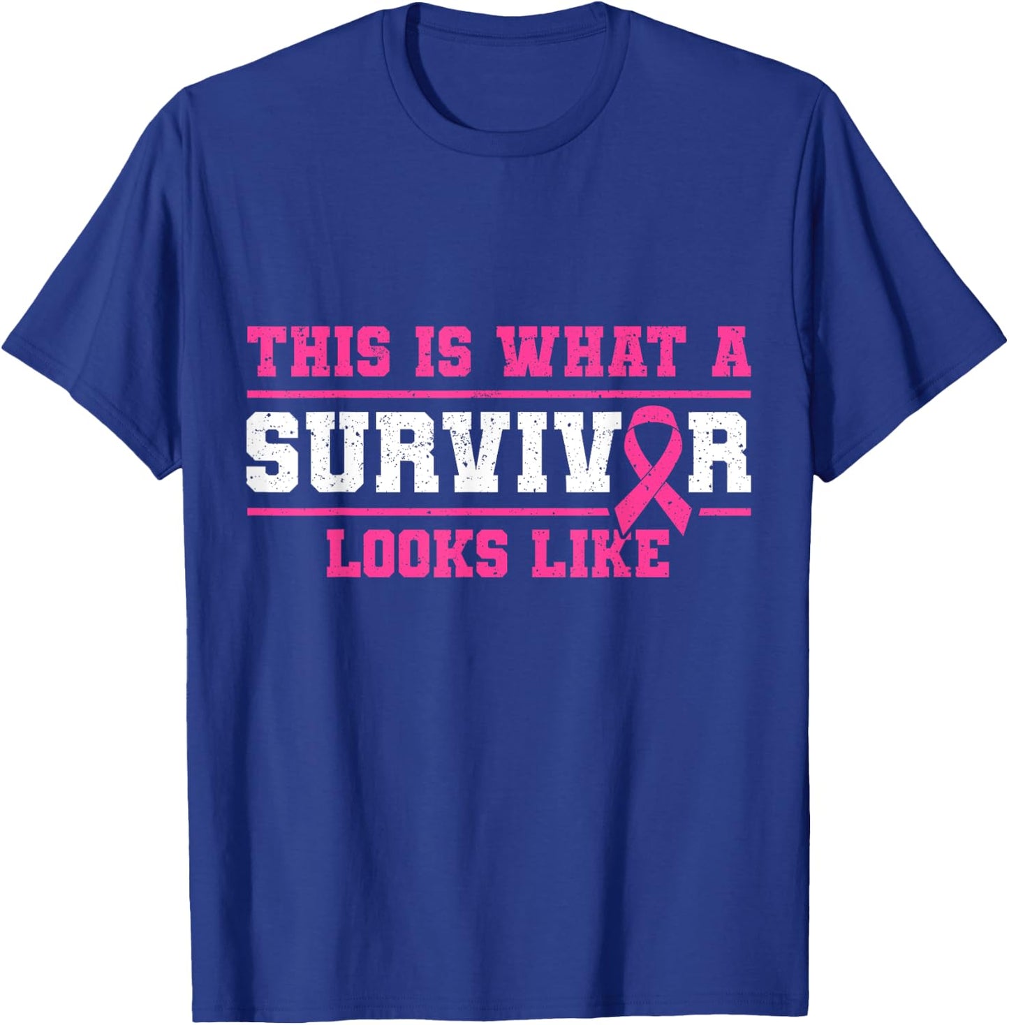 Breast Cancer Awareness Month This Is What Survivor Looks Like Pink Ribbon T-Shirt - T-Shirt | Royal