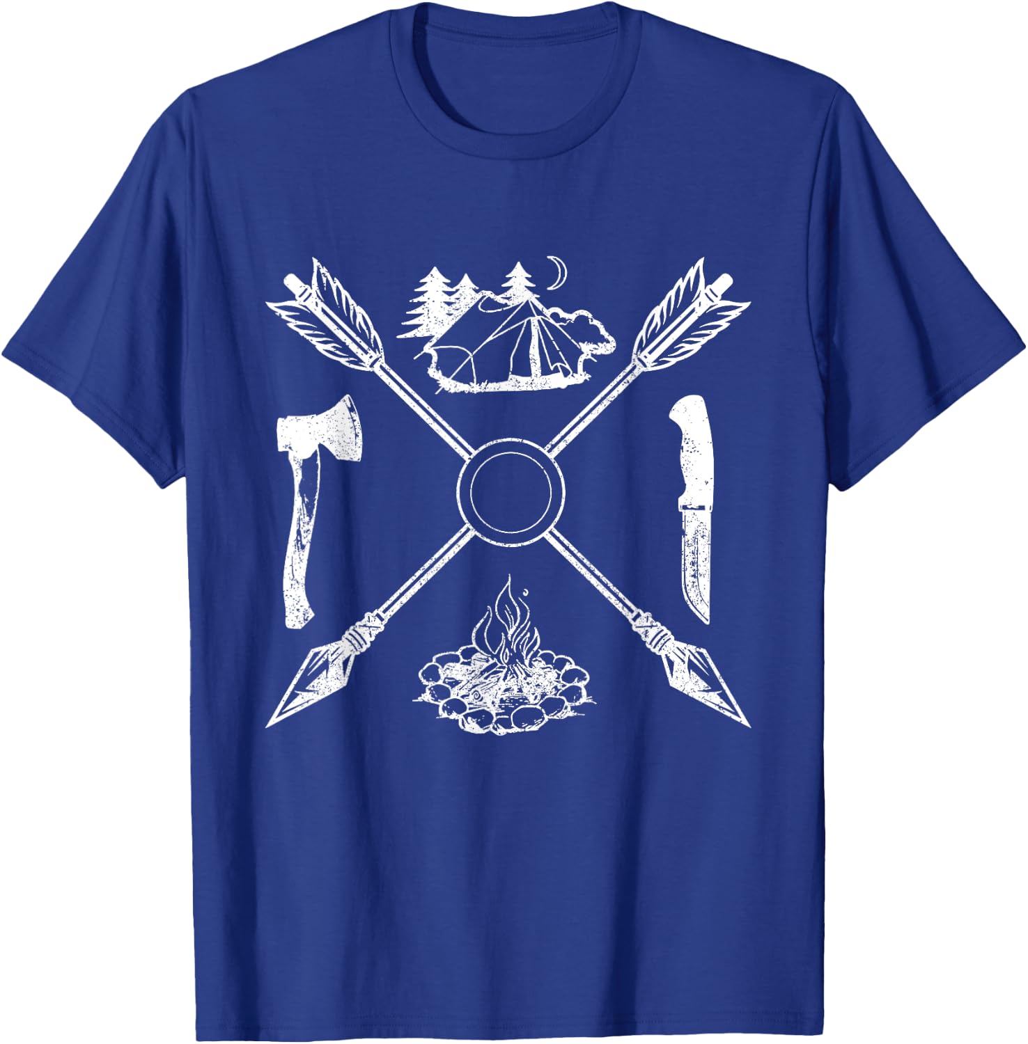 Bushcraft Apparel Co. Vintage Modern Mix Outdoor Camping , Black, Small T-Shirt - T-Shirt | Royal