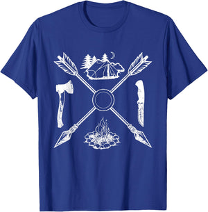 Bushcraft Apparel Co. Vintage Modern Mix Outdoor Camping , Black, Small T-Shirt - T-Shirt | Royal