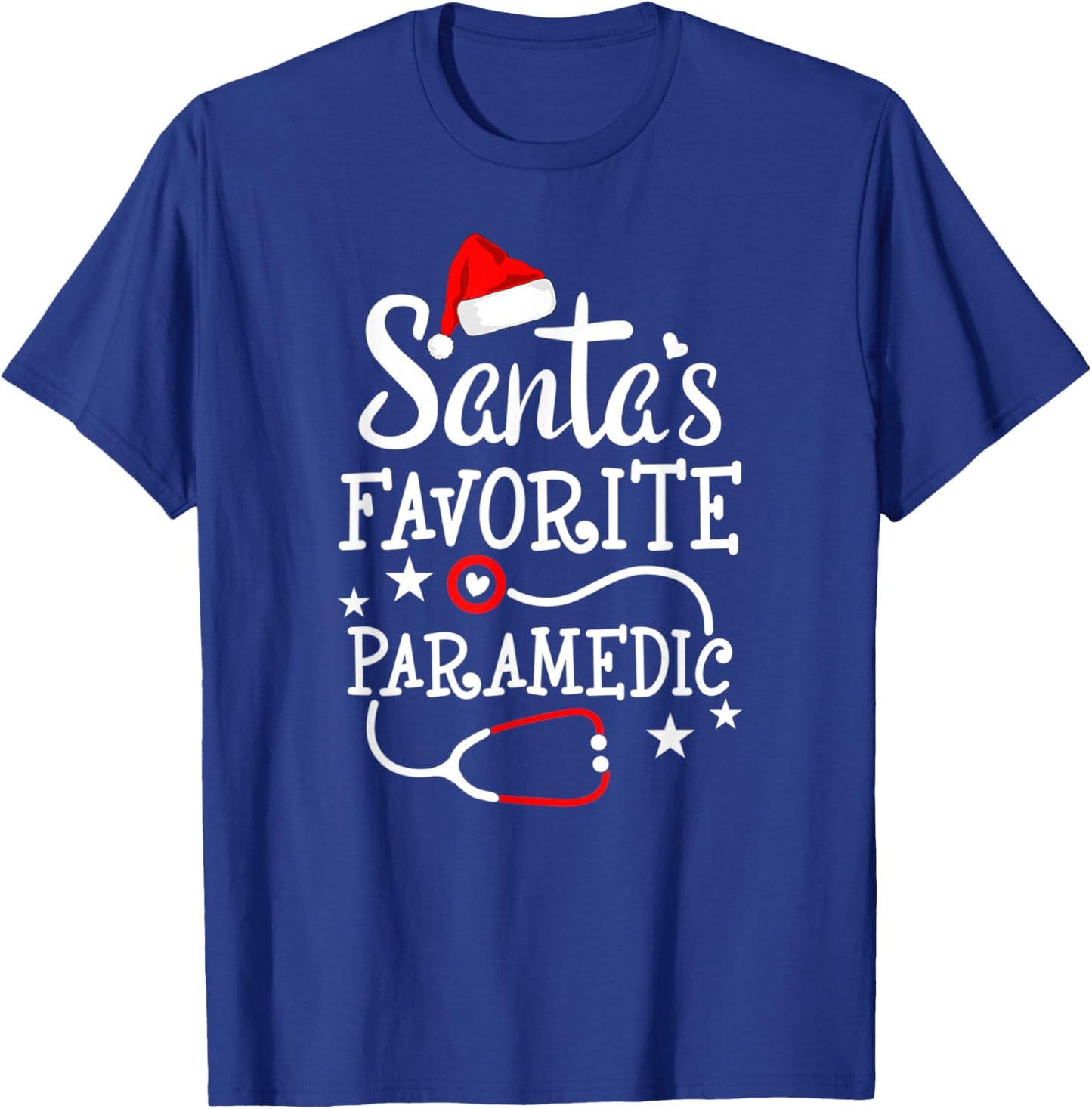 Santa's Favorite Paramedic Christmas Medical Technician EMT T-Shirt - T-Shirt | Royal