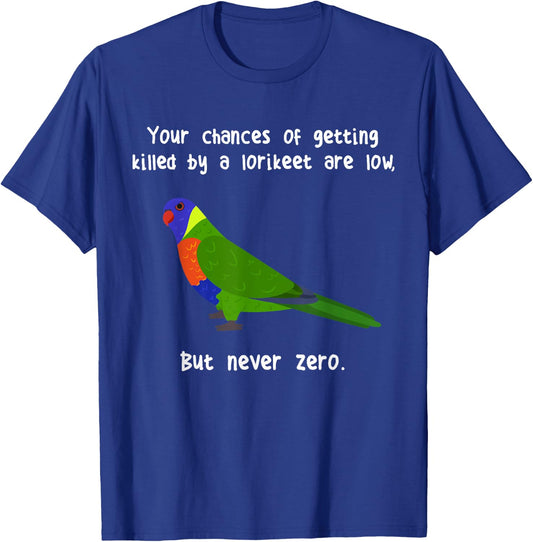 Rainbow Lorikeet Never Zero, Funny Cute Pet Lory Parrot Bird T-Shirt - T-Shirt | Royal