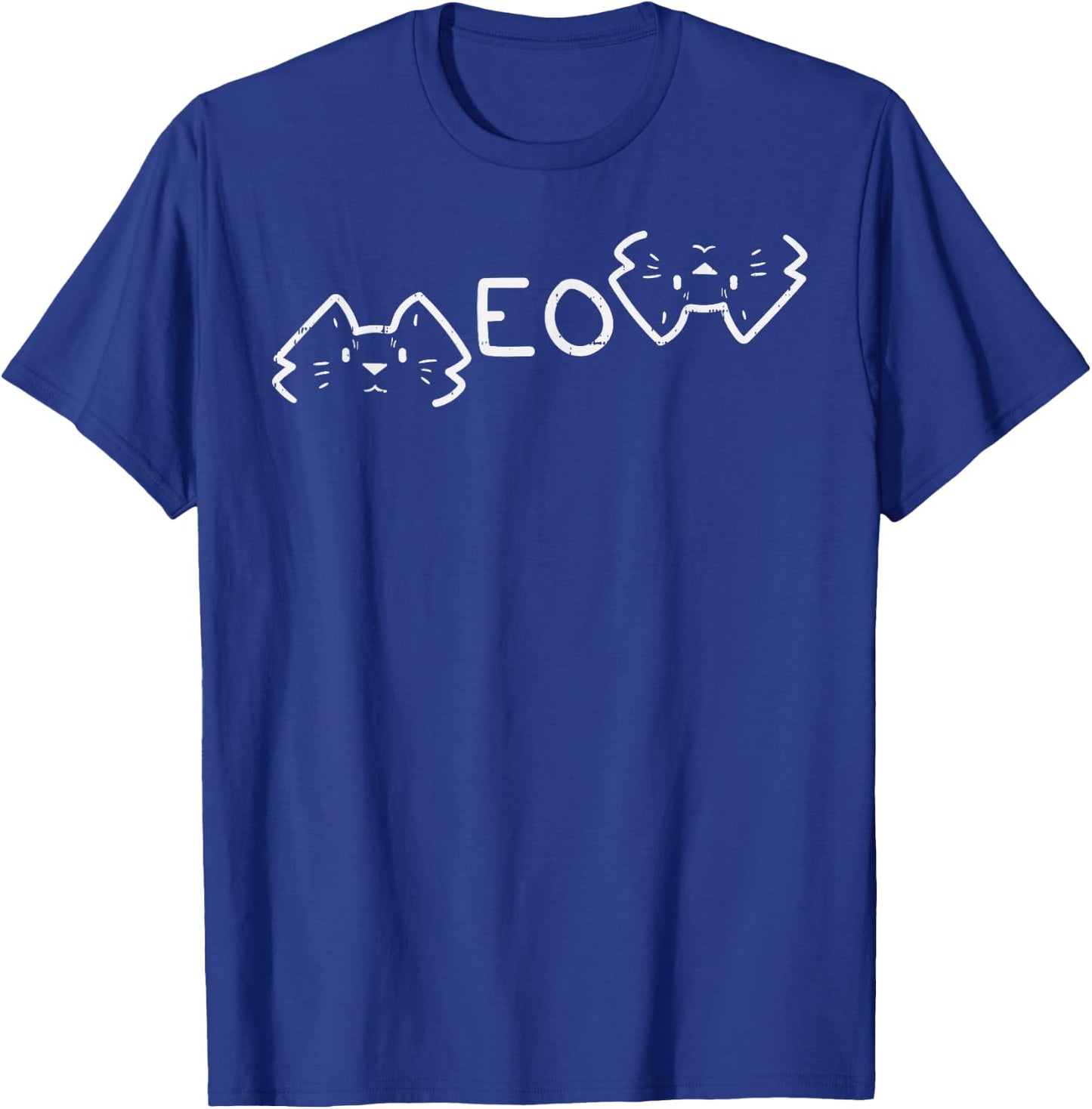 Meow Word Cat Faces Cute Feline Pet Lover Men Women Kids T-Shirt - T-Shirt | Royal