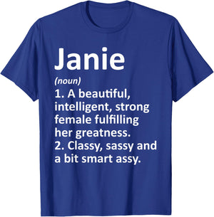 JANIE Definition Personalized Name Funny Christmas Gift T-Shirt - T-Shirt | Royal