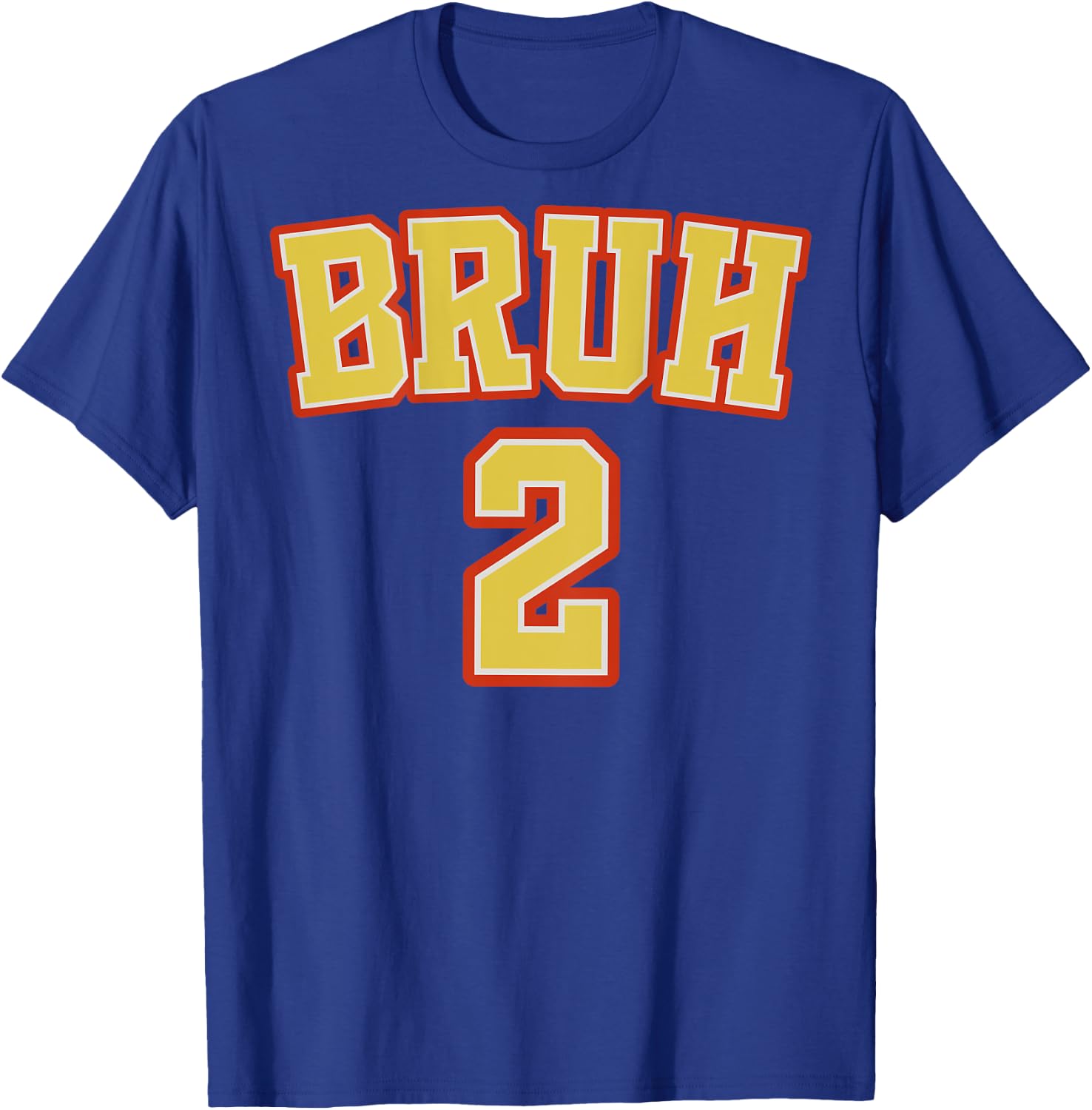 (BACK PRINT) Bruh 1 and 2 Funny Matching Brother Twin Boys T-Shirt - T-Shirt | Royal