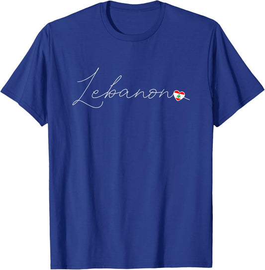 Lubnan Simple Love Lebanese Flag Heart on Lebanon T-Shirt - T-Shirt | Royal