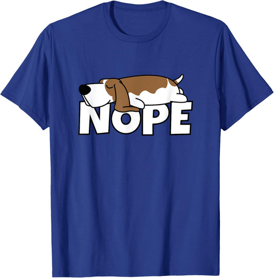 Nope Lazy Dog Basset Hound T-Shirt - T-Shirt | Royal