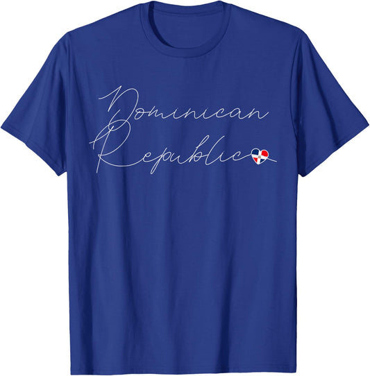 Simple Love Dominican Flag Heart on Dominican Republic T-Shirt - T-Shirt | Royal