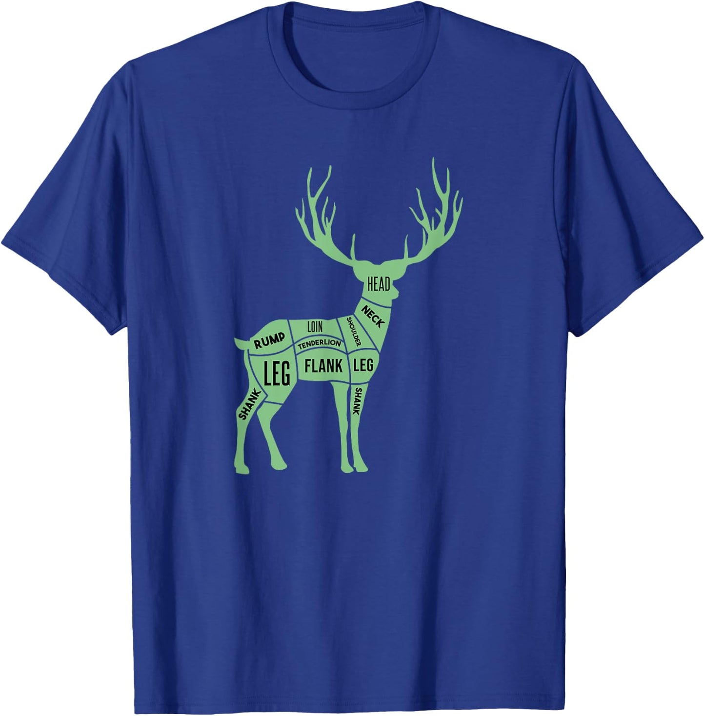 Deer Venison Butcher Cuts Diagram T-Shirt - T-Shirt | Royal