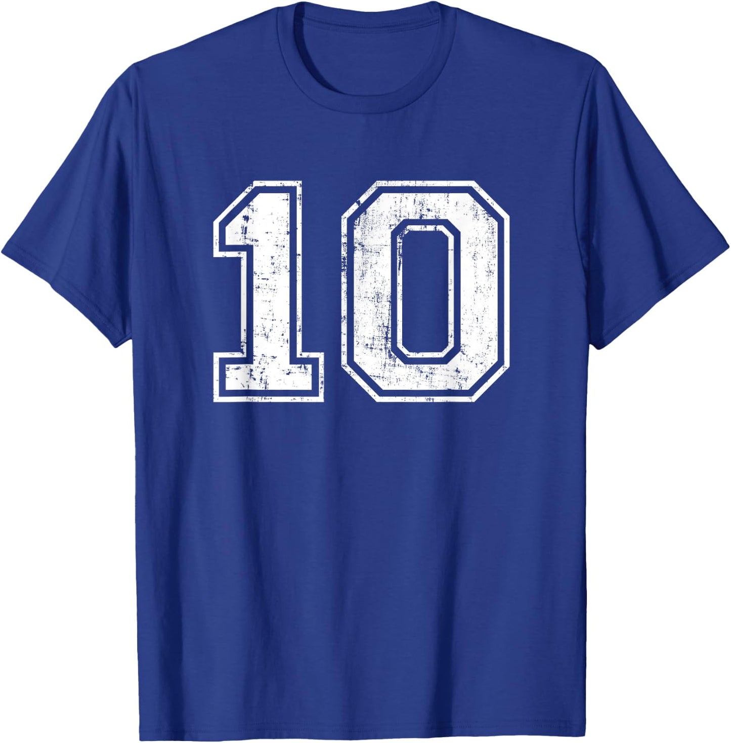 Number 10 Distressed Vintage Ten Sports Training Practice T-Shirt - T-Shirt | Royal