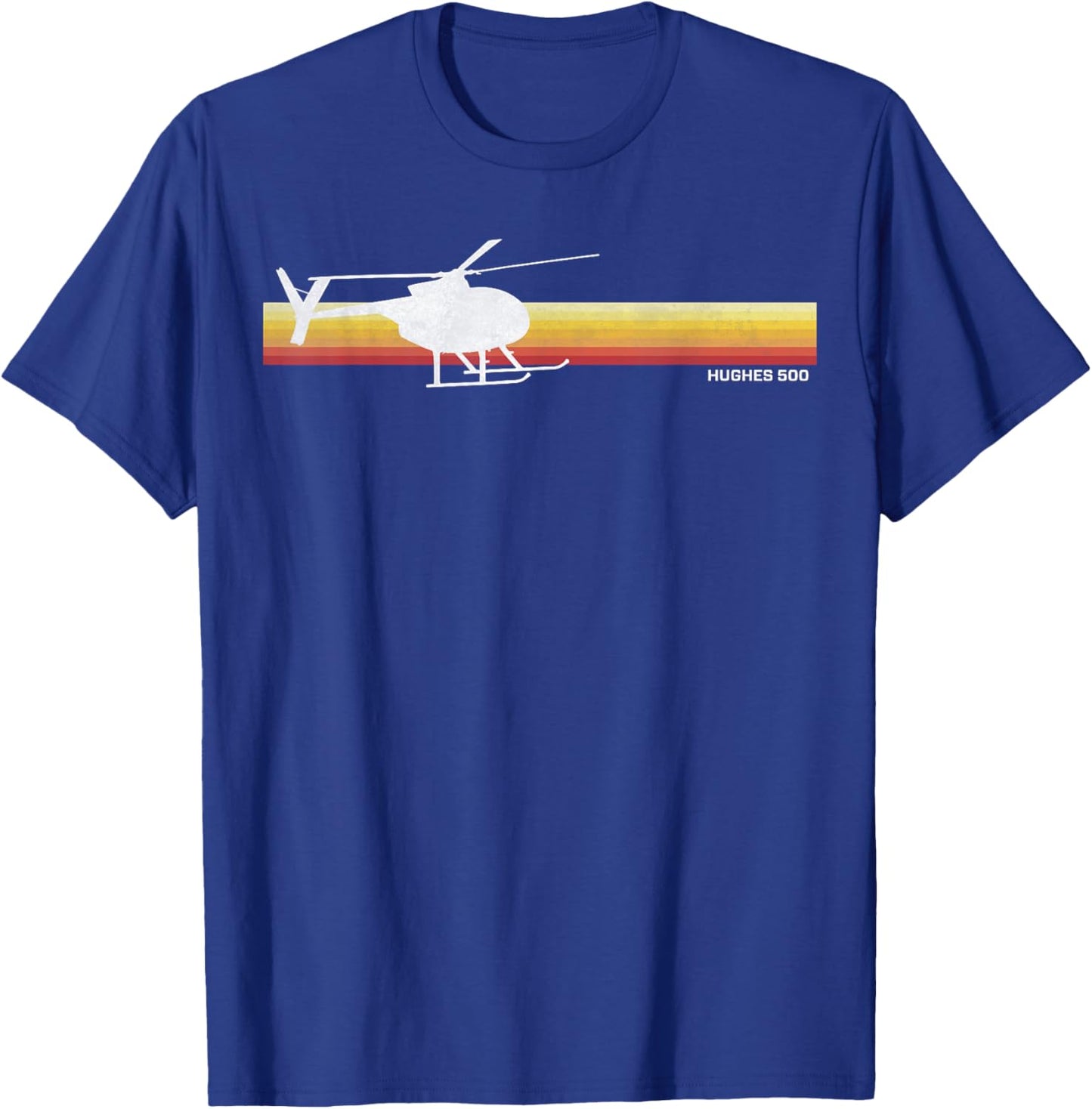 MD 500 Vintage Helicopter Pilot Silhouette Sunset Hughes 500 T-Shirt - T-Shirt | Royal