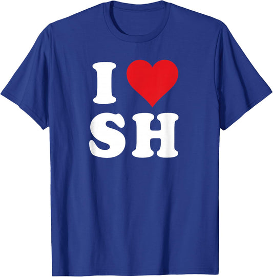 I Love SH Initials I Heart S.H. First Last Name S H T-Shirt - T-Shirt | Royal