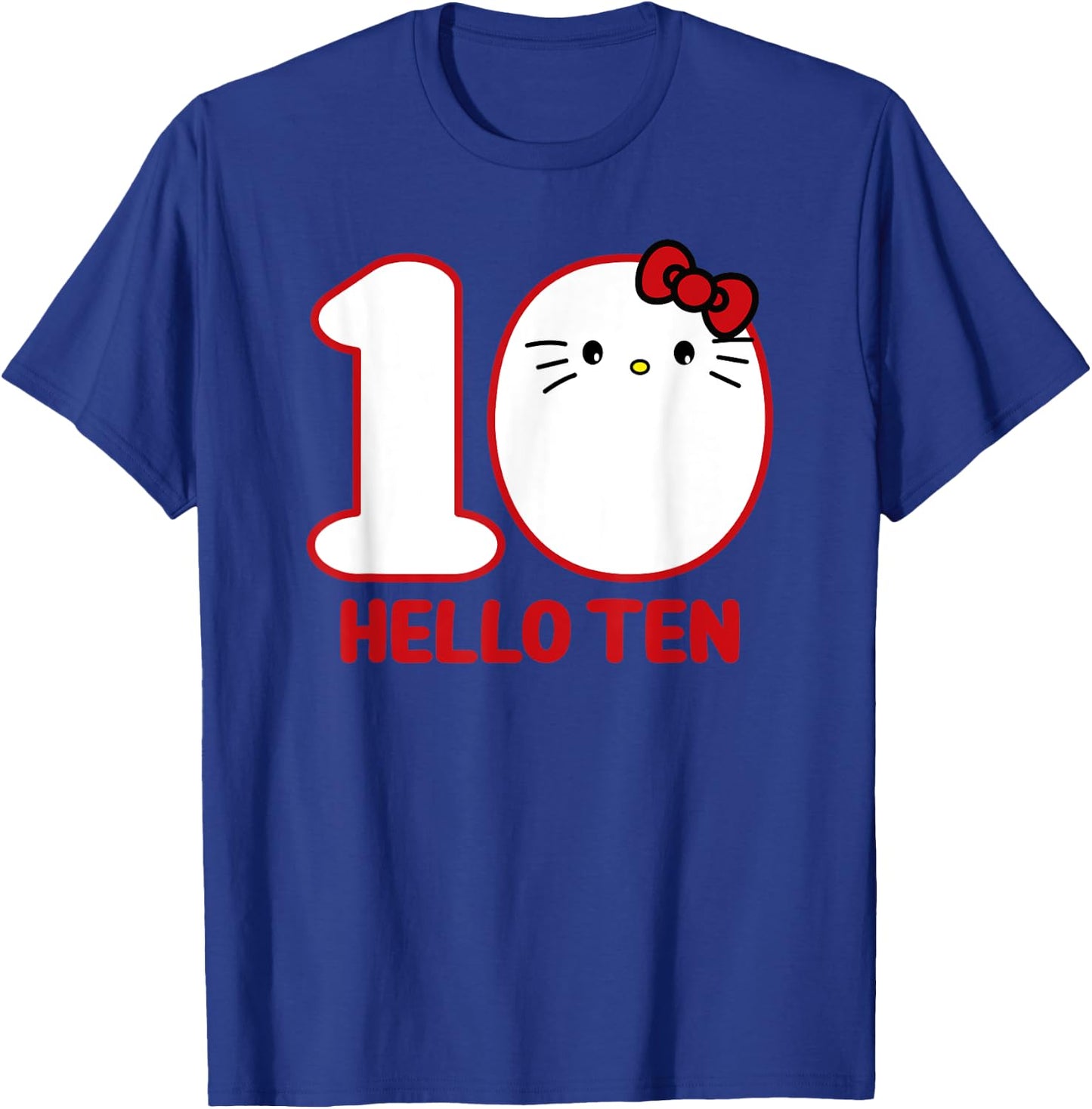 Happy Birthday Kitty, Cute Hello Ten Bday 10th Kawaii Gift T-Shirt - T-Shirt | Royal