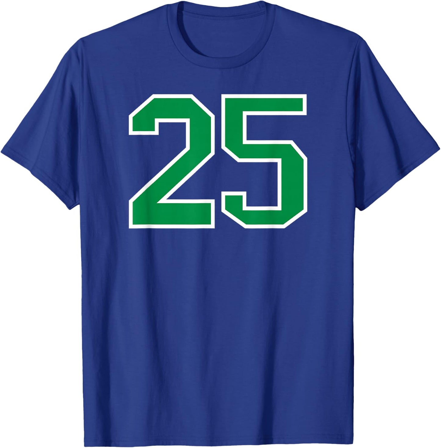 White Green Sports Team Number #25 T-Shirt - T-Shirt | Royal
