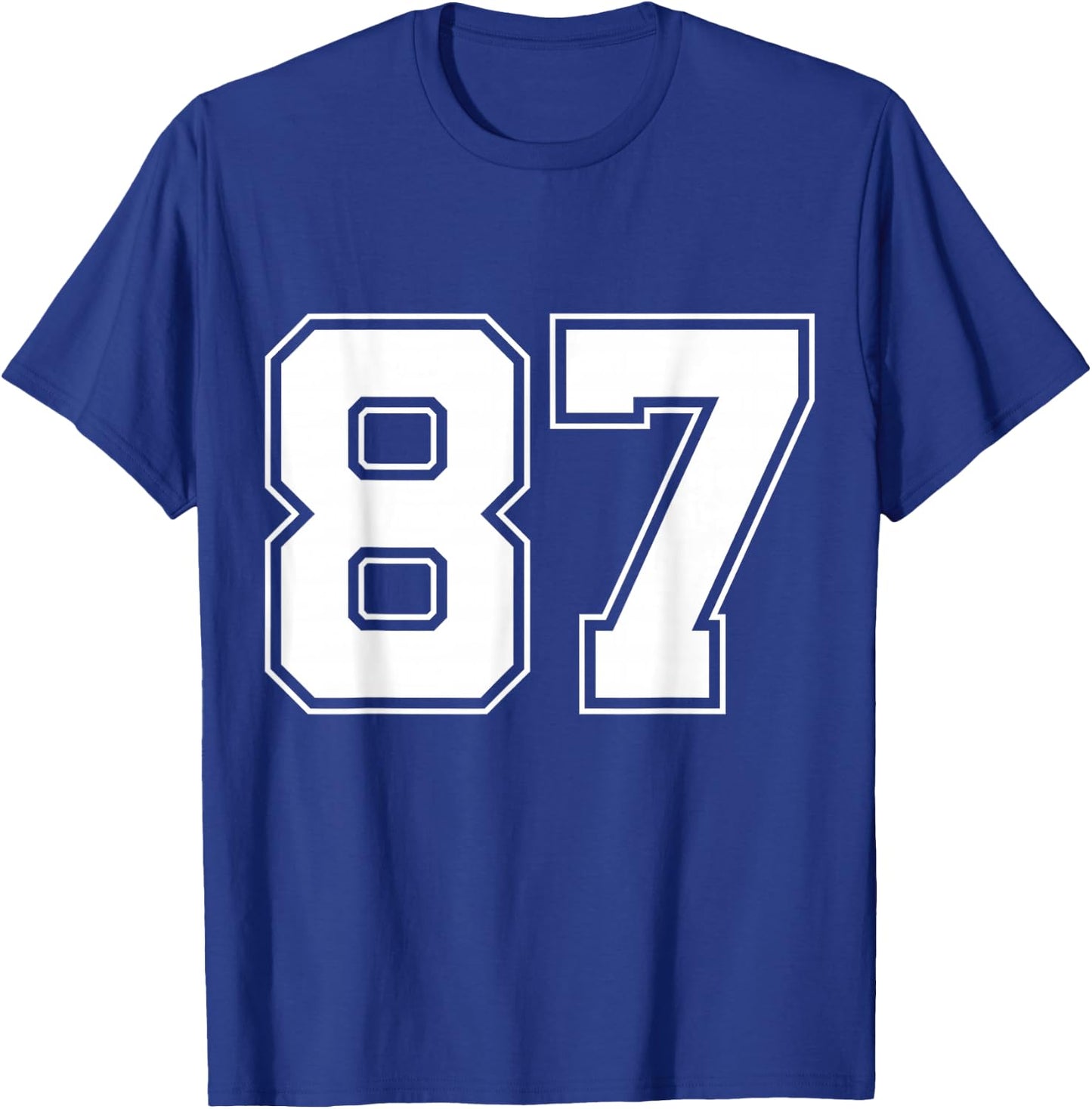 Number 87 Big Bold Capital Varsity Alphabet Monogram T-Shirt - T-Shirt | Royal