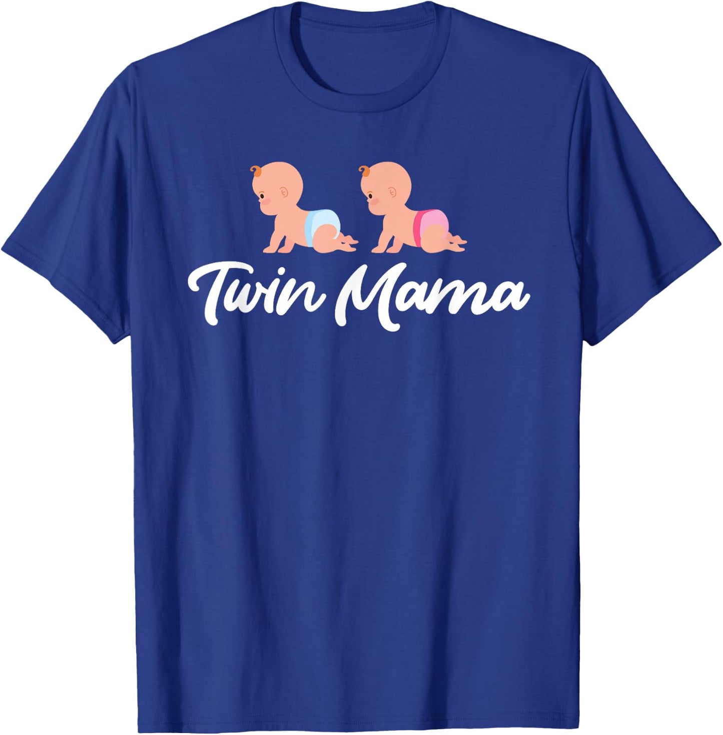 Twin Mothers Pregnancy TWIN MAMA with Twins T-Shirt - T-Shirt | Royal