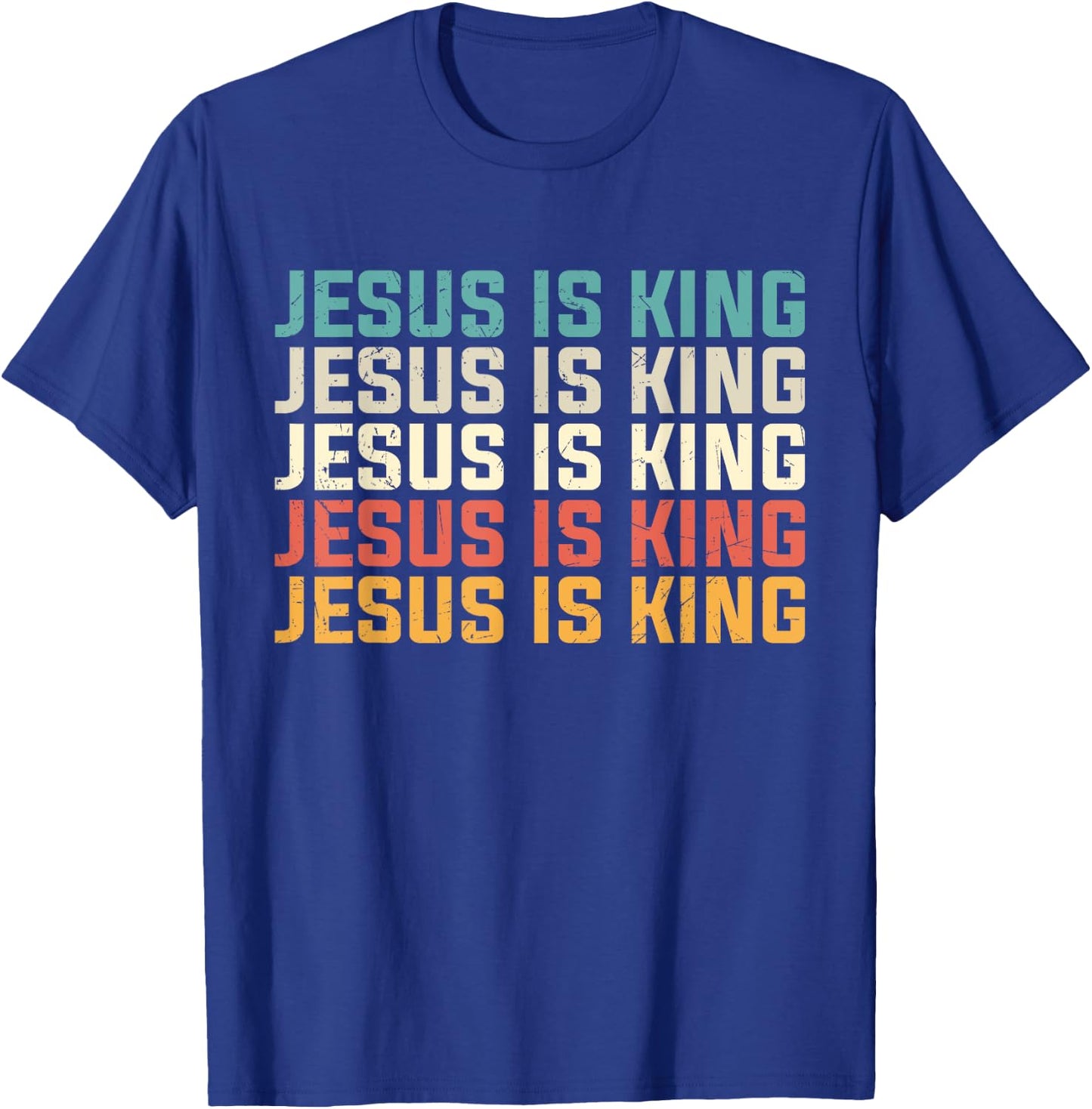 Jesus Is King Vintage Retro Jesus Christ Christian Church T-Shirt - T-Shirt | Royal