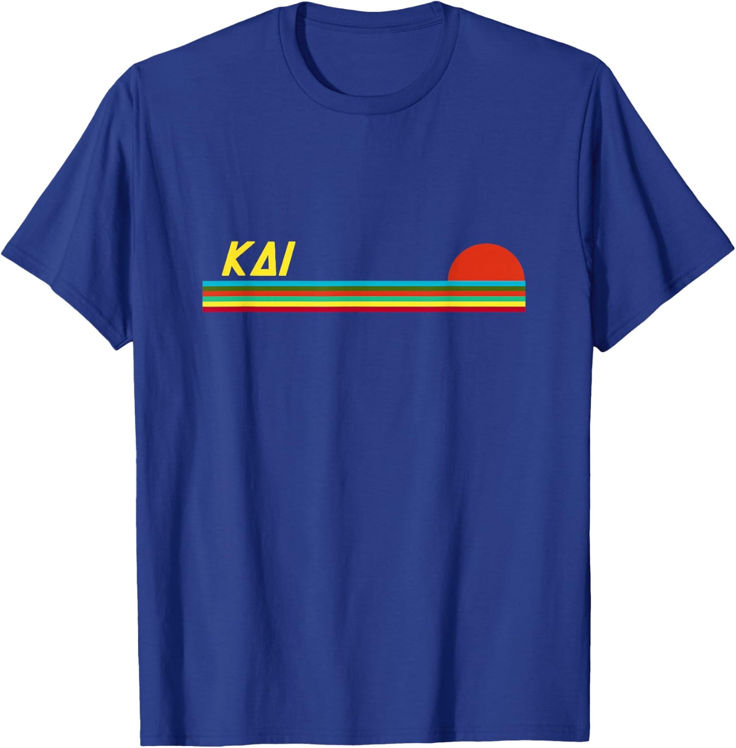 Kai First Name Logo Retro Sunset Surfer Style Kai T-Shirt - T-Shirt | Royal