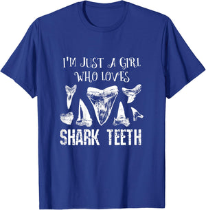 I'm Just A Girl Who Loves Shark Teeth Fossil Tooth Hunting T-Shirt - T-Shirt | Royal