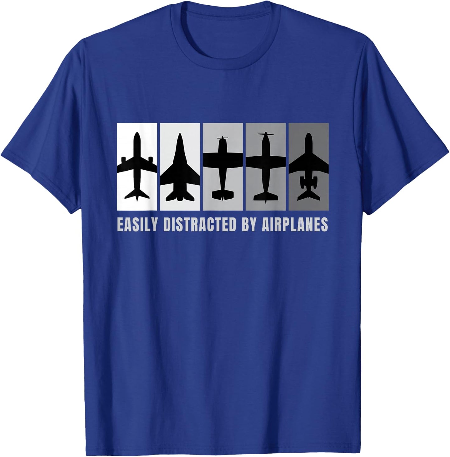 Easily Distracted By Airplanes I Airplane Aviator Aviation T-Shirt - T-Shirt | Royal