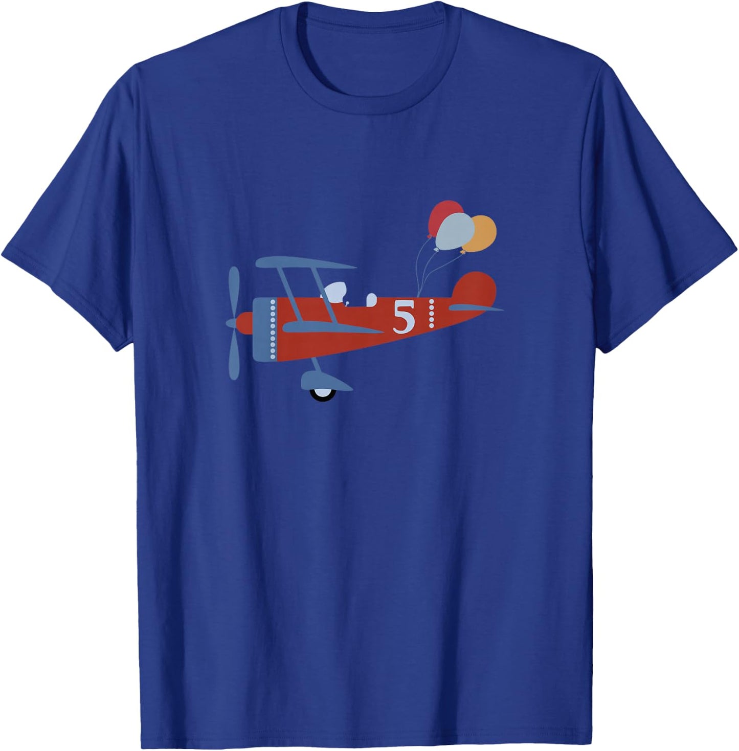 5th Birthday Airplane T Shirt, 5 Year Old Airplane Pilot T-Shirt - T-Shirt | Royal