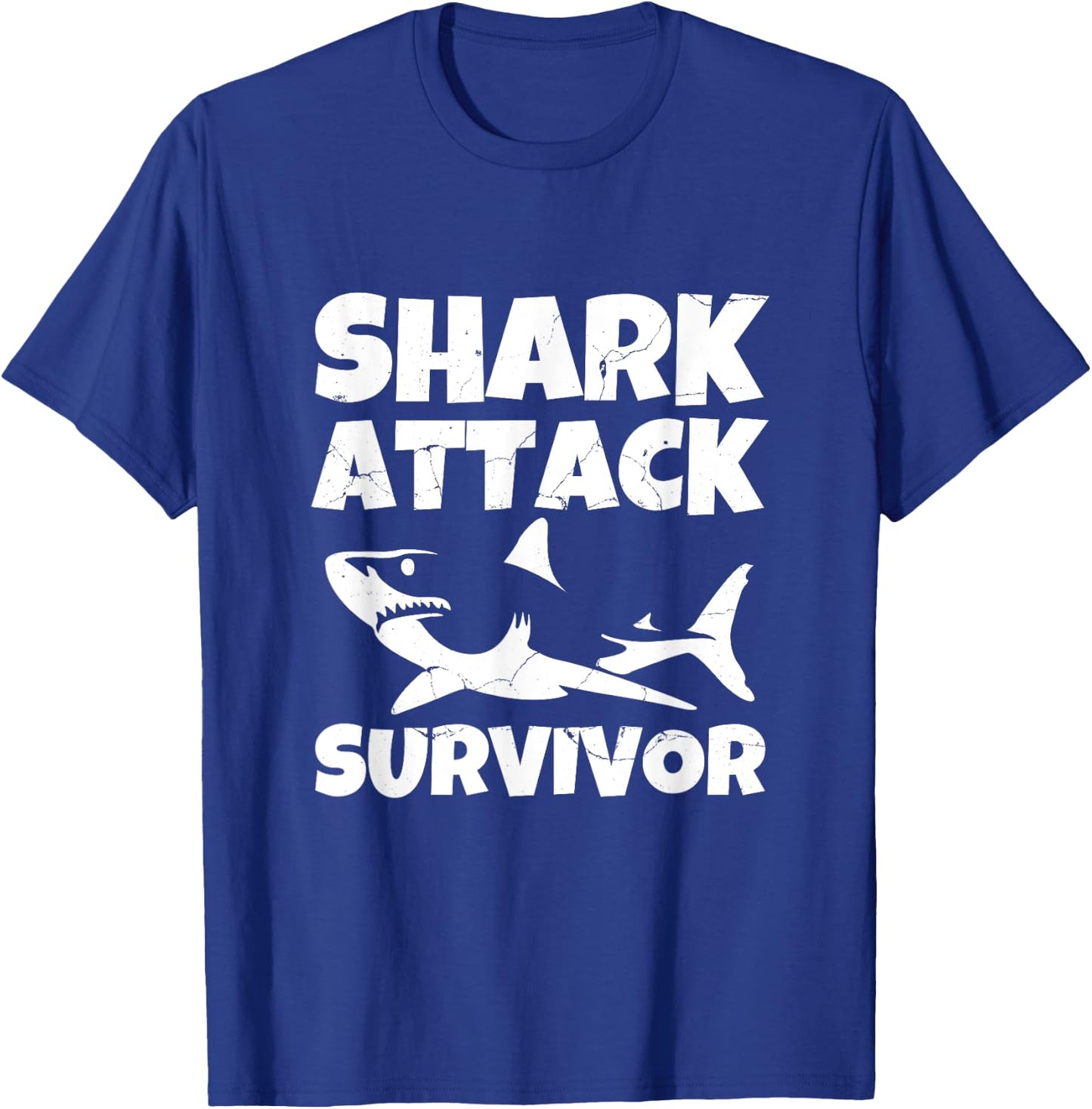 Shark Attack Survivor Grunge T-Shirt - T-Shirt | Royal