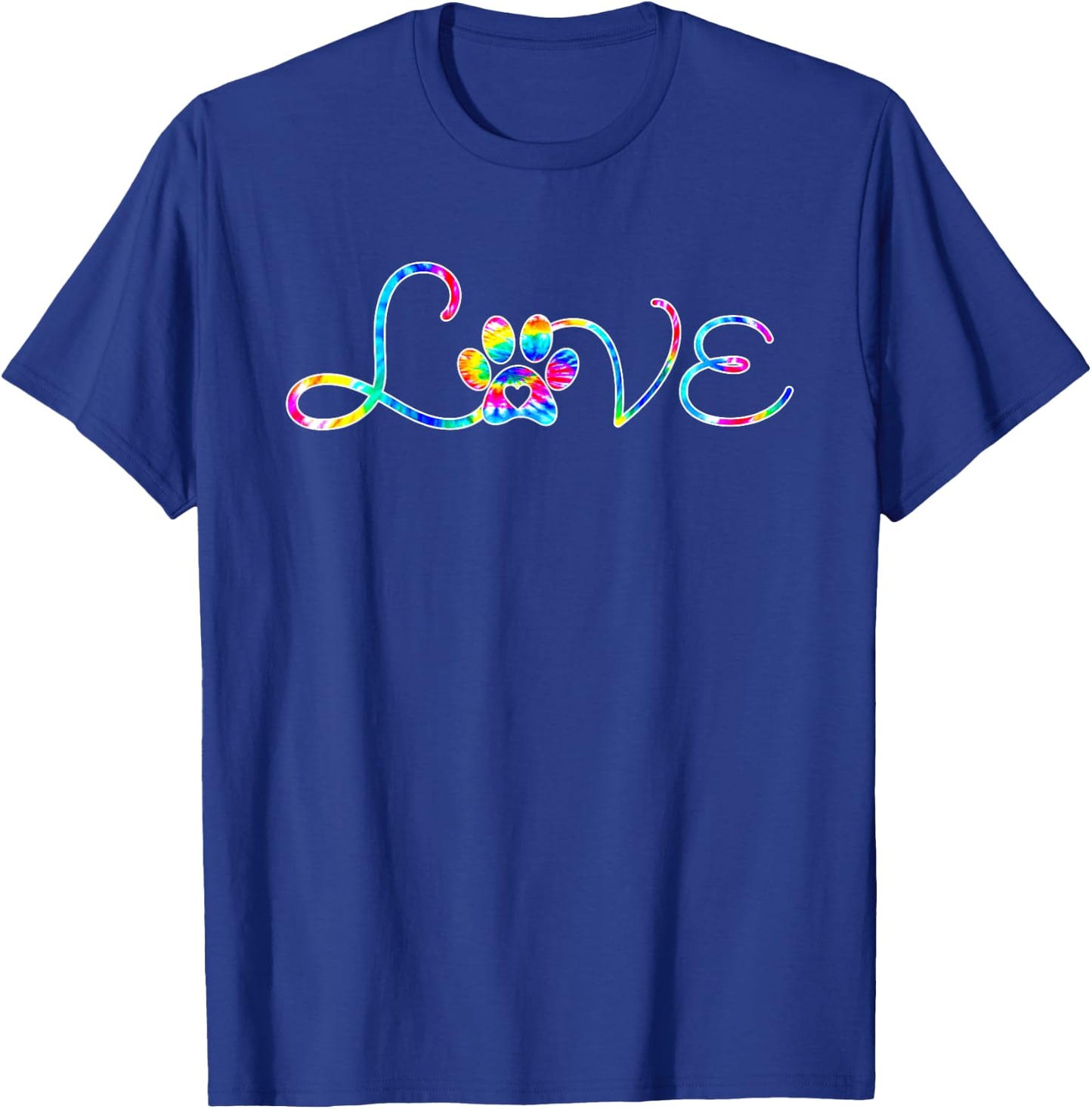 Dog Paw Heart Print Tie Dye for Dog Mom or Cat Mom Women Girls Kids T-Shirt - T-Shirt | Royal