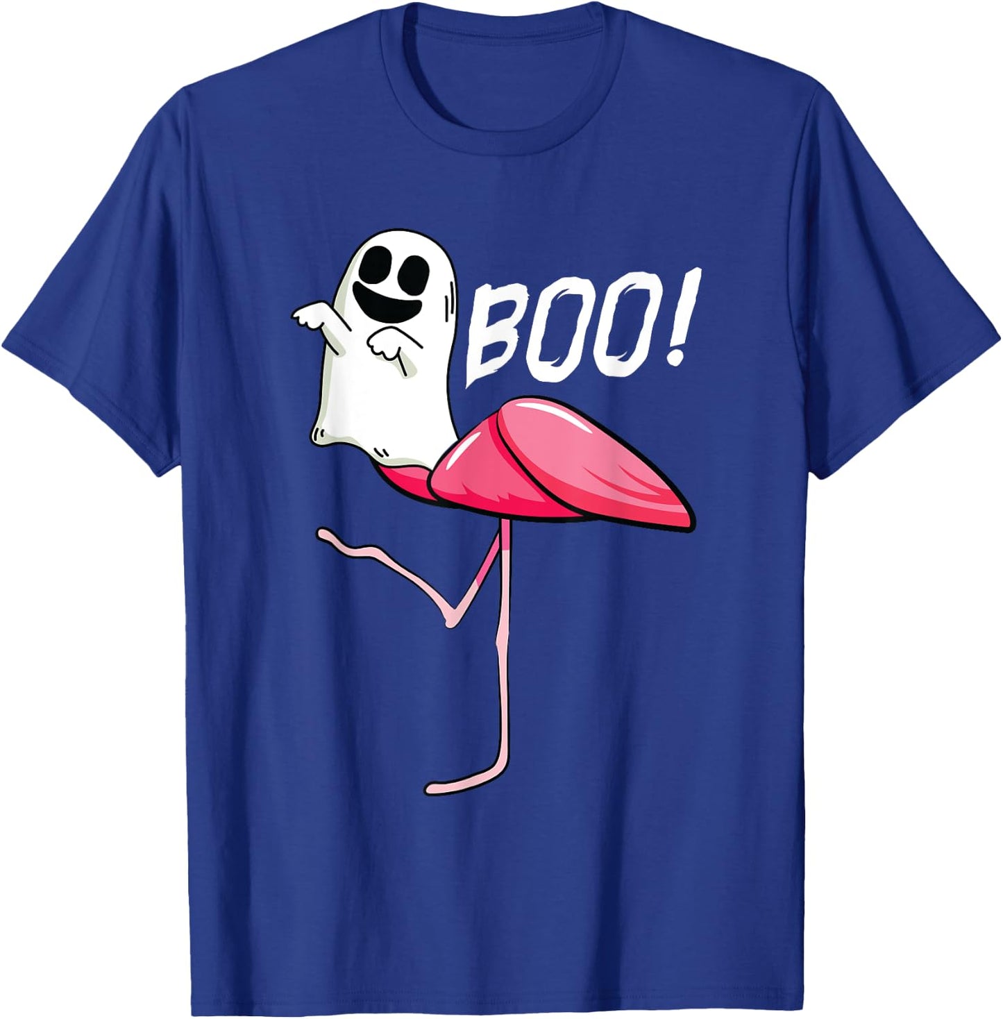 Boo Ghost Flamingo Lazy DIY Halloween Costume Funny Animal T-Shirt - T-Shirt | Royal