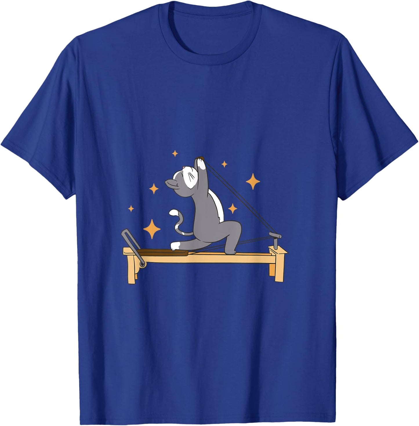 Cat Doing Pilates Workout Routine Men Women Kids T-Shirt - T-Shirt | Royal