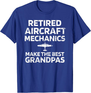 Funny Retired Aircraft Mechanic Make Best Grandpas T-Shirt - T-Shirt | Royal