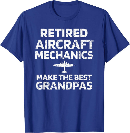 Funny Retired Aircraft Mechanic Make Best Grandpas T-Shirt - T-Shirt | Royal