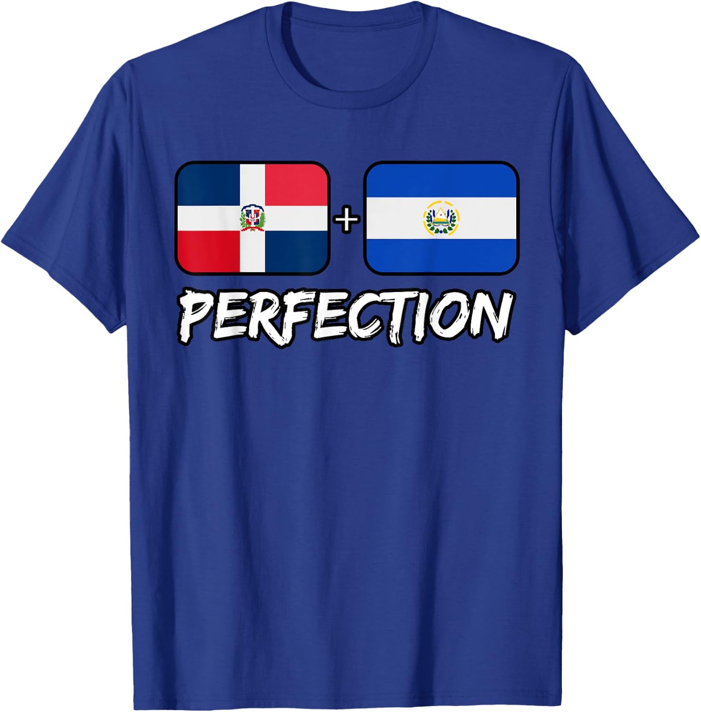 Dominican And Salvadorian Perfection Mix DNA Heritage Flag T-Shirt - T-Shirt | Royal