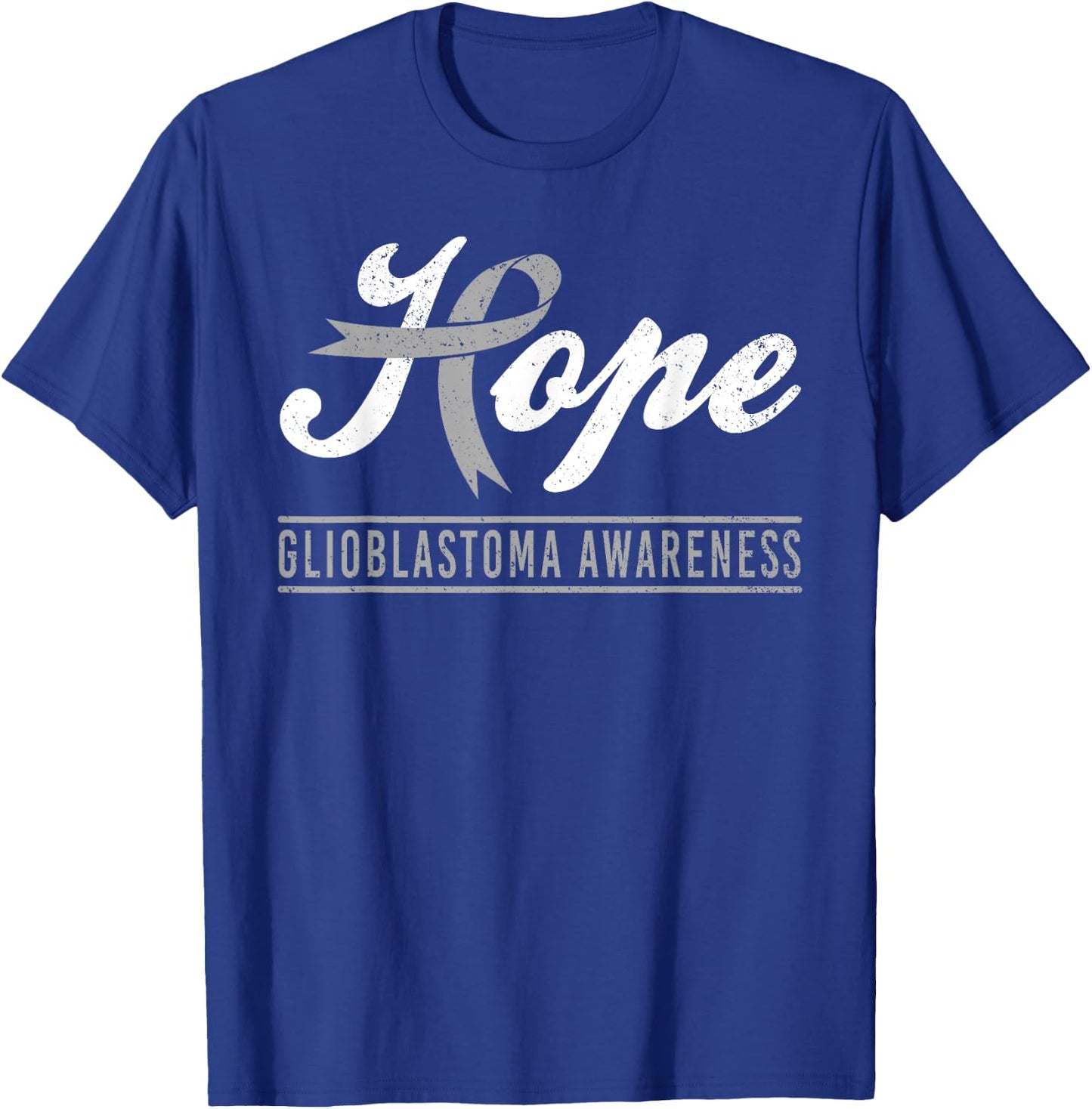 Hope Glioblastoma Cancer Awareness Month Gray Ribbon Support T-Shirt - T-Shirt | Royal