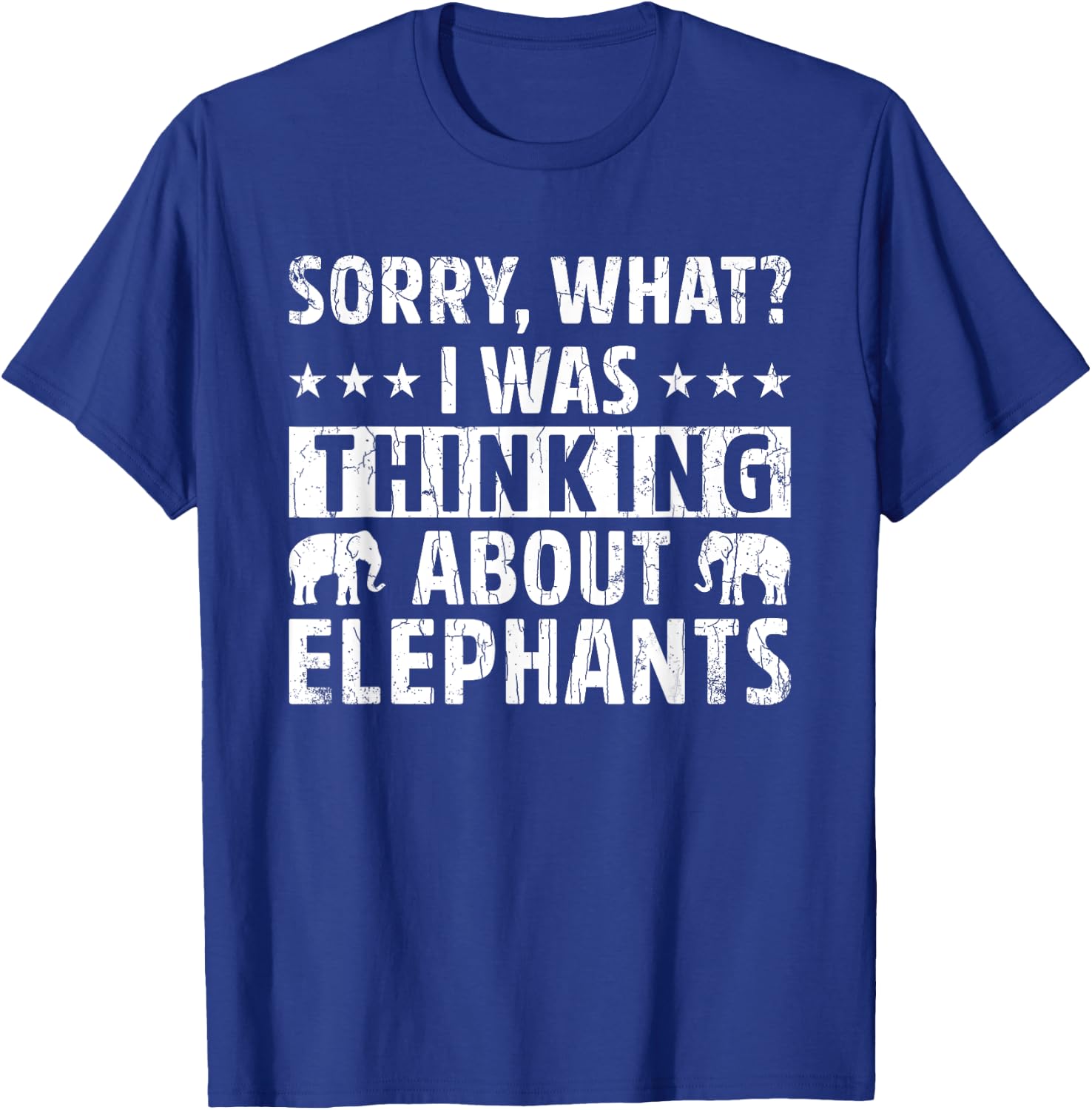 Thinking About Elephants Funny Elephant Boys Girls Graphic T-Shirt - T-Shirt | Royal
