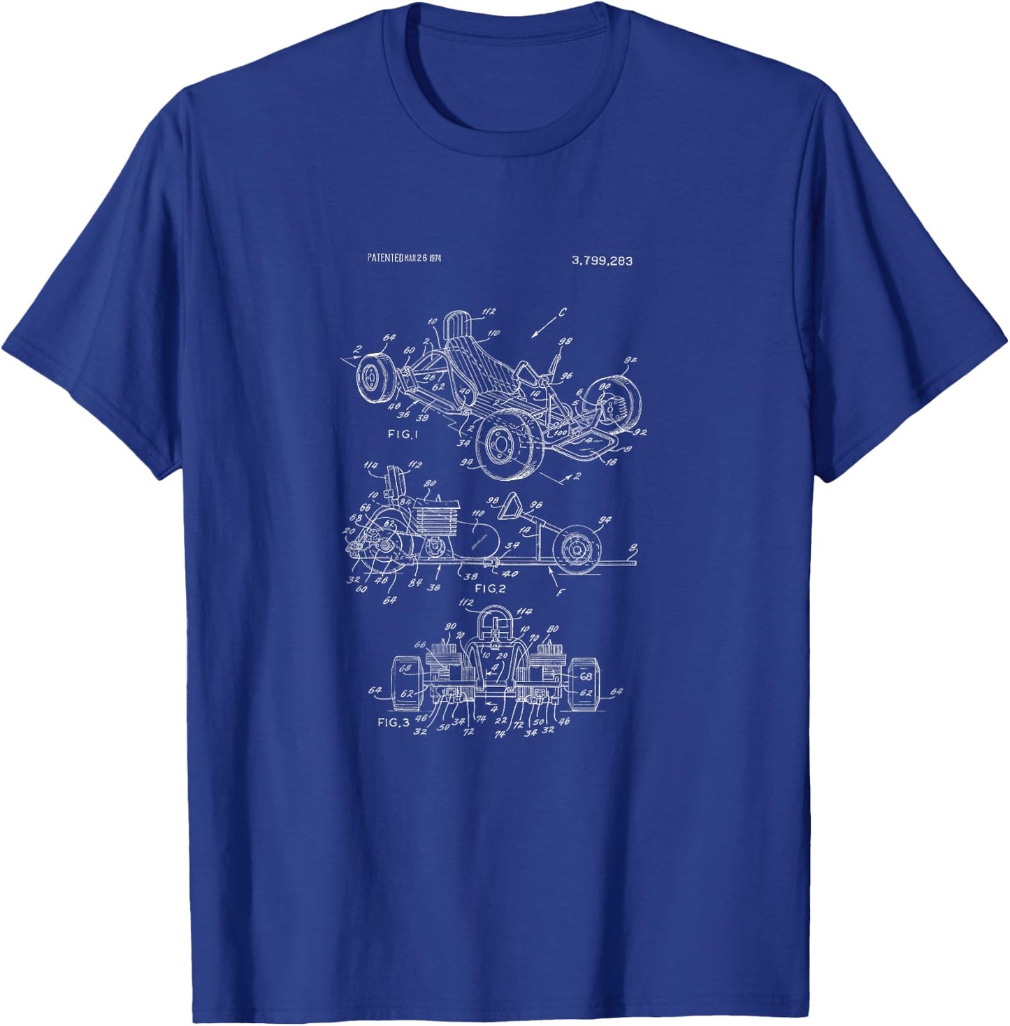 Vintage Karting T Shirt Retro Patent Go Kart Racing Pilots T-Shirt - T-Shirt | Royal